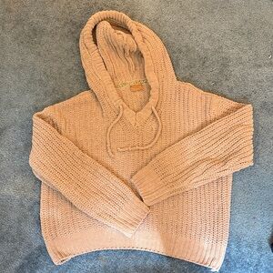 POL Peach Knit Hooded Sweater - Soft Blush